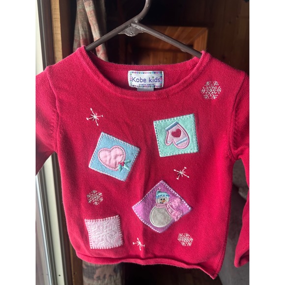 Vintage Kids Cottage-Core Kobe Winter Valentines Day Patchwork Crewneck SZ 5/6 - Picture 4 of 5